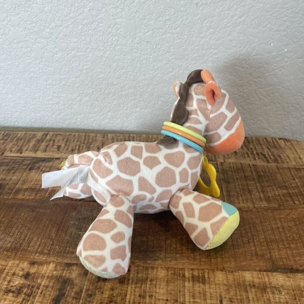 Carters Baby Giraffe Crinkle Rattle Mirror Stuffed Animal Plush Toy Sensory Hang